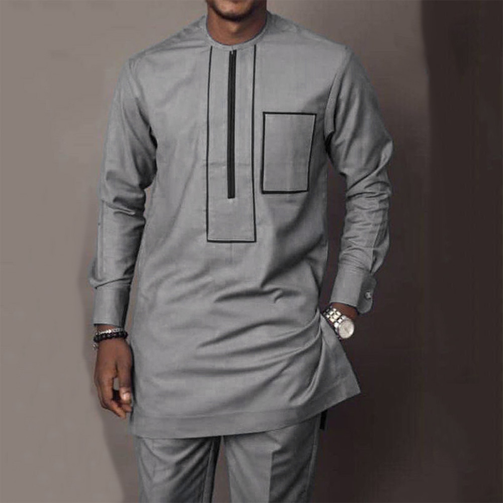 Dashiki Shirt Men - بدلة أفريقيا بأكمام طويلة للرجال ،