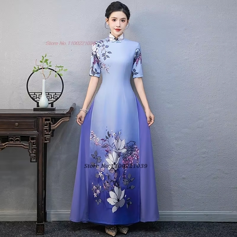 Ao Dai Vietnam Dress - فستان سهرة 2026 بتصميم فيتنامي تقليدي،