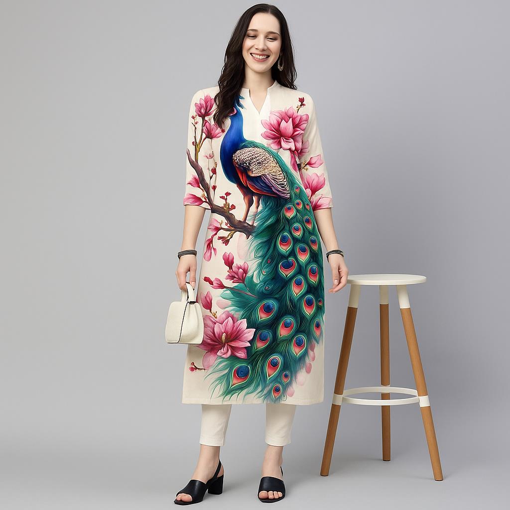 الطاووس المرأة كورت فساتين راق - مراجعة Ethnic Fashion Kurtis وسعره