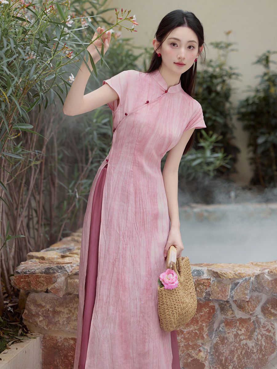 فستان طويل كلاسيكي مع بنطال لل - مراجعة Ao Dai Vietnam Dress وسعره