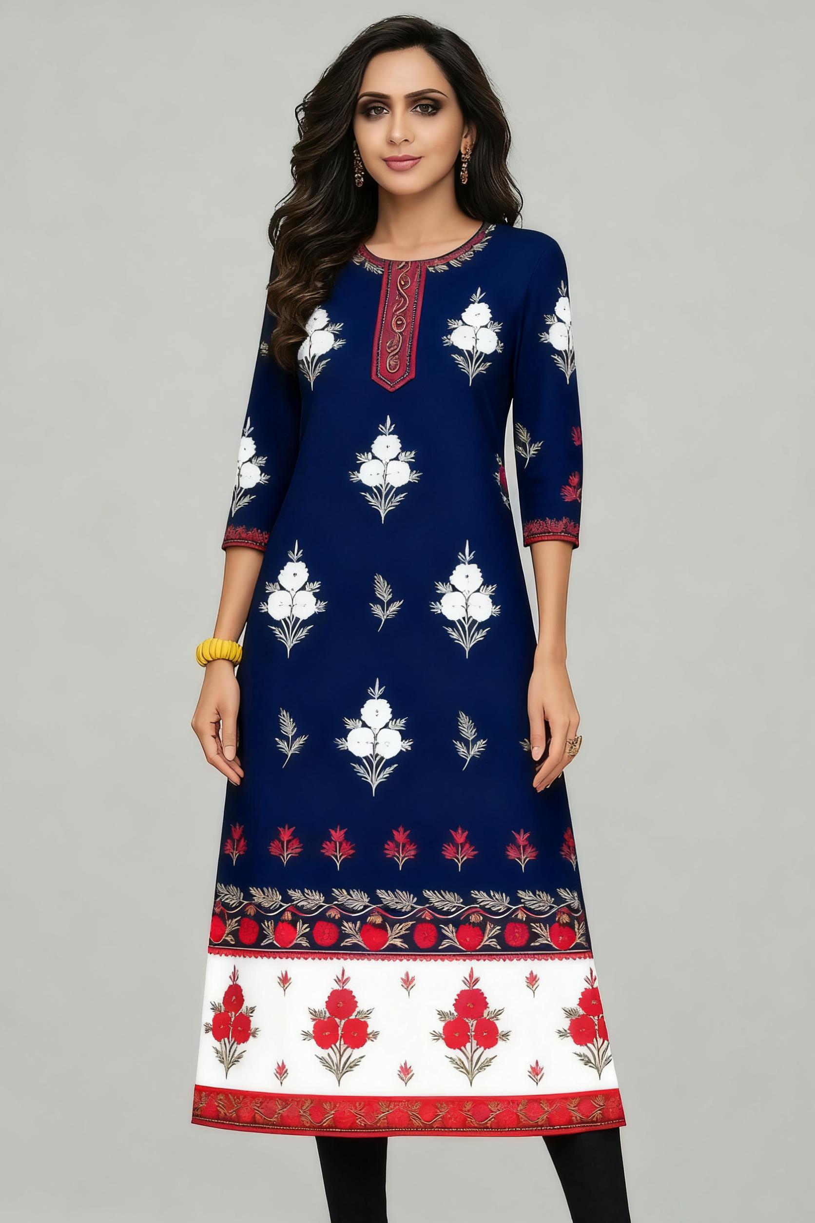 أزياء نسائية مسلمة كورت فلاورز - مراجعة Ethnic Fashion Kurtis وسعره